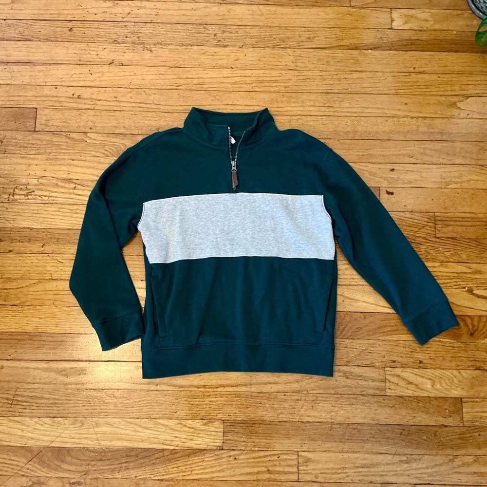 Old Navy - Boys's Green and Gray Half-Zip Sweater